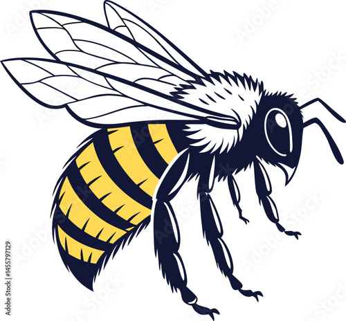 Vector silhouette of a bumblebee isolated on white background