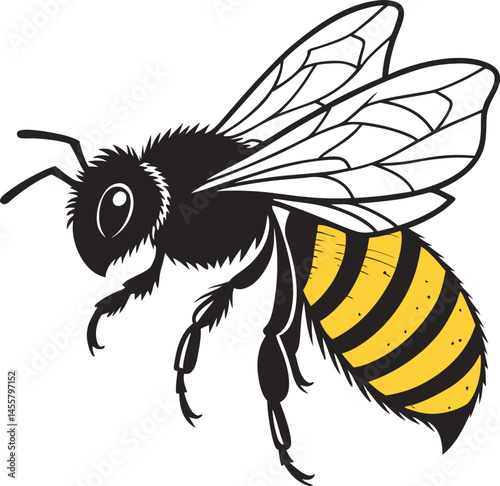 Vector silhouette of a bumblebee isolated on white background