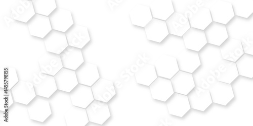 Hexagonal white hexagons honeycomb wallpaper.Abstract white hexagon concept background, soft white background, Abstract white hexagon background,Seamless pattern with hexagon. 