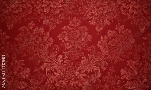 Crimson damask with swirling floral patterns  Deep red, luxurious wallpaper design , scarlet, intricate