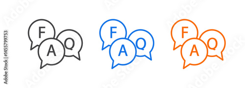 Faq help icon set isolated on white background