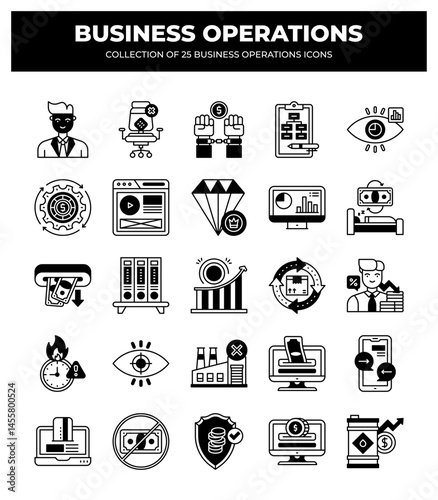 Collection of 25 Business Operations Icons: Streamline Your Workflow
