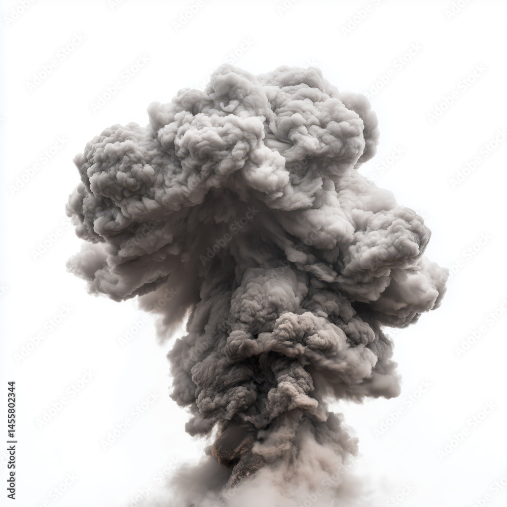 Volcanic Eruption: A Powerful Natural Disaster , isolated on white background Volcanic Eruption: A Powerful Natural Disaster , isolated on white background