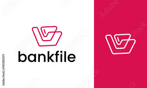 Folder, File and bank icon logo design template