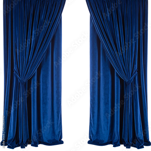Elegant Royal Blue Velvet Curtains Draped for a Luxurious Look Perfect for Stage Decor or Interior Design