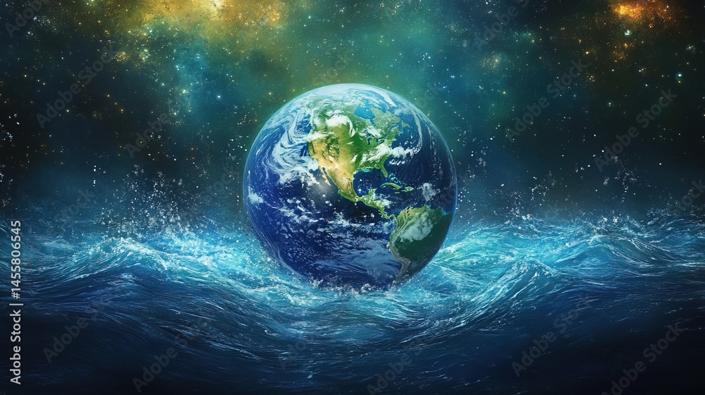 Obraz premium Earth Rising from the Ocean