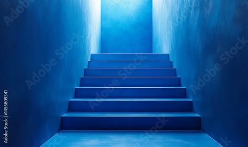 Blue Steps Digital Background with Smooth Lighting, Generative AI