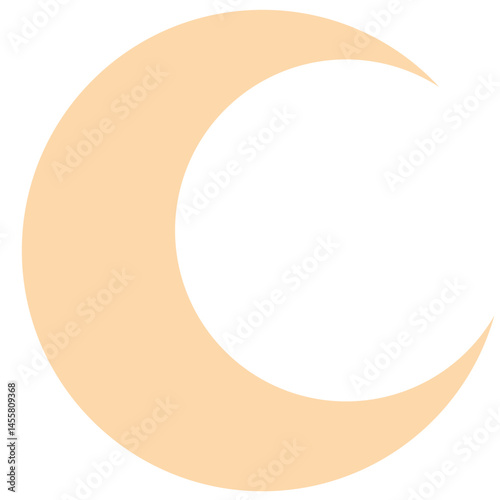 A smooth, curved orange crescent moon, symbolizing celestial beauty and Islamic tradition with a minimal yet elegant design.