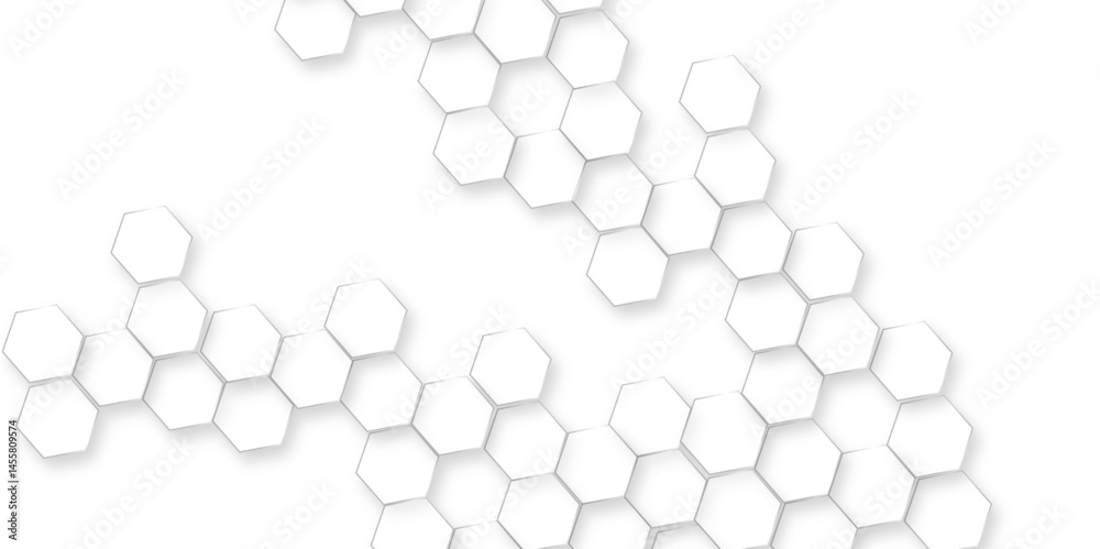 Abstract white hexagon concept background, abstract white geometric mesh cells texture, luxury white hexagon pattern,  light and shadow embossed hexagon, 