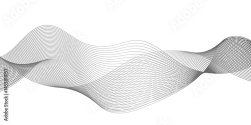 Abstract geometric background with lines and wave shapes layered in modern geometric lines and shapes, geometric curved wave lines pattern with stripes.