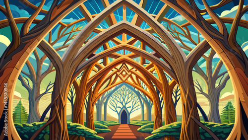 Branches intertwine above, creating a cathedral of wood