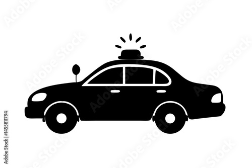 Police Car Silhouette With Siren Vector Icon