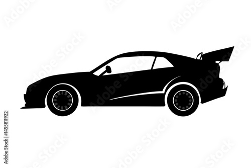 Racing Tuner Car Silhouette With Spoiler Vector Icon