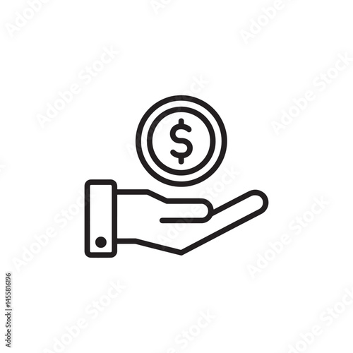 Hand Holding Coin Icon Vector Representing Financial Transaction, Payment, and Investment for Digital Artwork Editable Illustration Isolated on a White Background