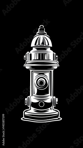 Minimalist Black and White Fire Hydrant Vector Outline Design Illustration