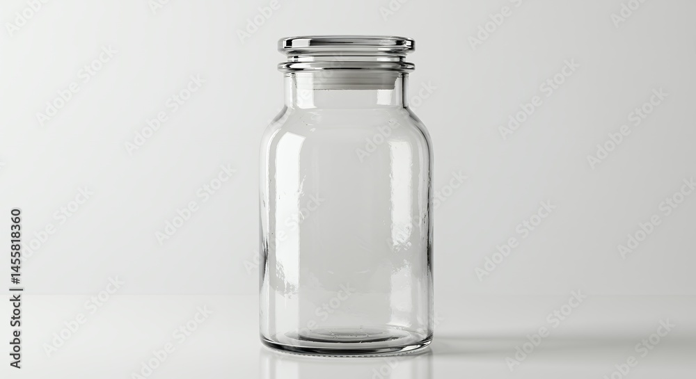 Isolated clear glass jar with screw top on white background Isolated clear glass jar with screw top on white background