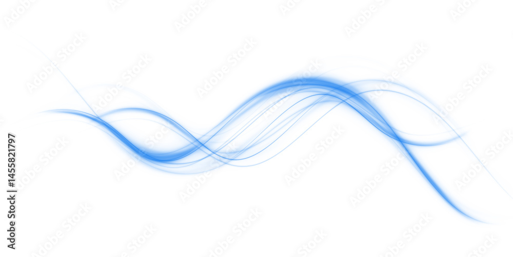 Obraz premium Abstract Blue Twisting Stripes Swirl PNG – Dynamic Spiral Wave Line, Transparent Background, Light Swoosh Element, Futuristic Energy Motion, Glowing Flow Effect for Tech Design