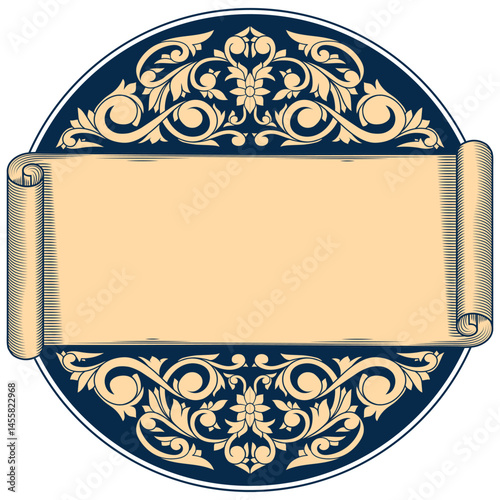 Decorative ornate retro floral blank emblem template
