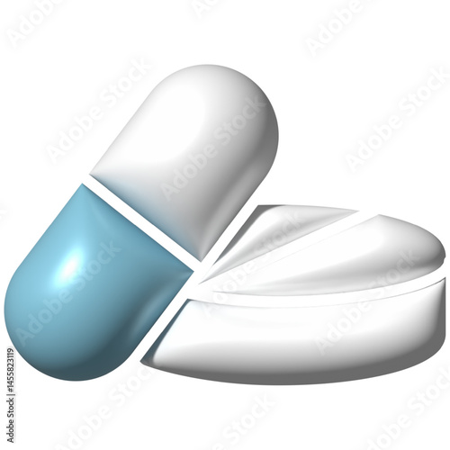 Medicine icons capsules and tablets in simple and 3d style