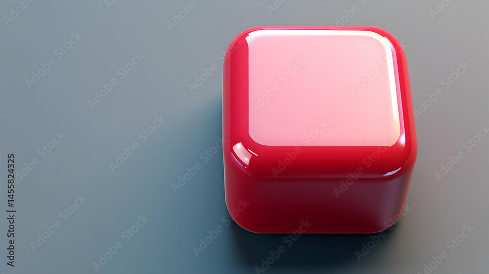 A glossy red cube on a gray surface. Detailed 3D render of a geometric object A glossy red cube on a gray surface. Detailed 3D render of a geometric object