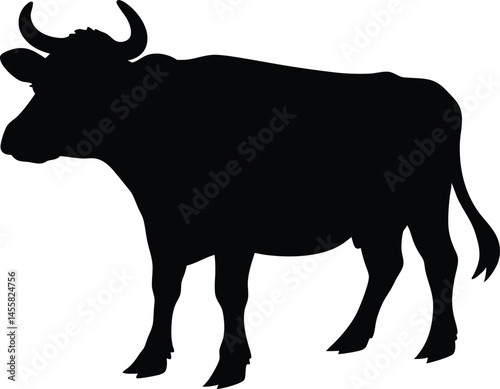 Cow Silhouette Black Farm Animal Standing Vector