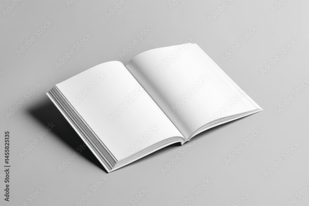 Open blank book on gray surface invites creativity and inspiration for writing and drawing Open blank book on gray surface invites creativity and inspiration for writing and drawing