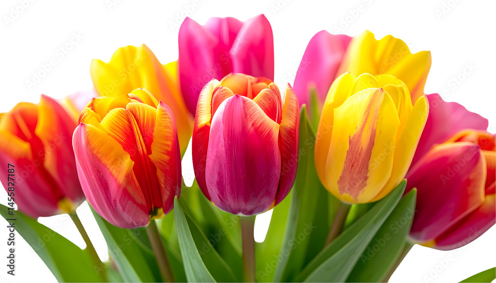 Vibrant Bouquet of Pink and Yellow Tulips Spring Flowers Blooming Vibrant Bouquet of Pink and Yellow Tulips Spring Flowers Blooming