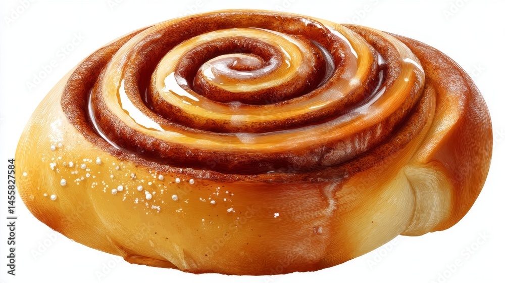 Delicious Cinnamon Roll with Sweet Glaze and Spiral Design