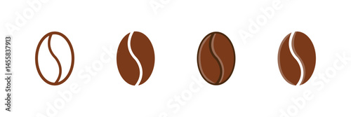Coffee bean icon set. Coffe beans isolated on white background