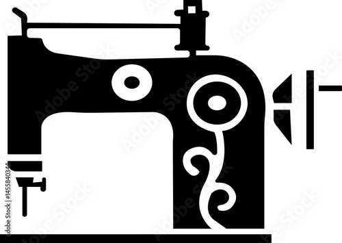 Retro sewing machine icon isolated on white background. Mechanical device for stitching fabric and creating garments. Vintage machine for sewing icon. Old equipment of a dressmaker. isolated transpare