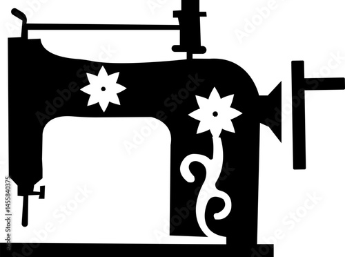 Retro sewing machine icon isolated on white background. Mechanical device for stitching fabric and creating garments. Vintage machine for sewing icon. Old equipment of a dressmaker. isolated transpare
