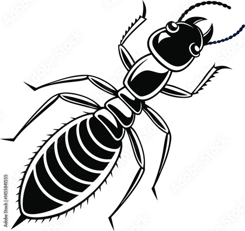 Vector silhouette illustration of a termite insect on white background