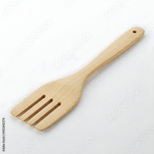 Top View of Forked Wooden Spatula isolate on white background