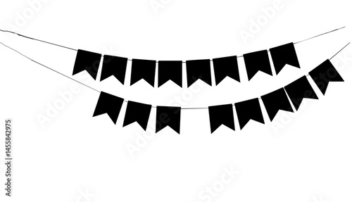 Black Pennant Banner Flags Hanging on String