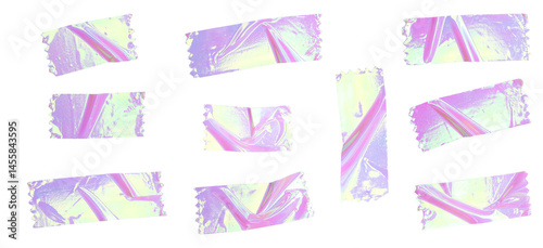 Pastel Pink Green Holographic Foil Tape Strips Set Illustration for Decorative Design Projects