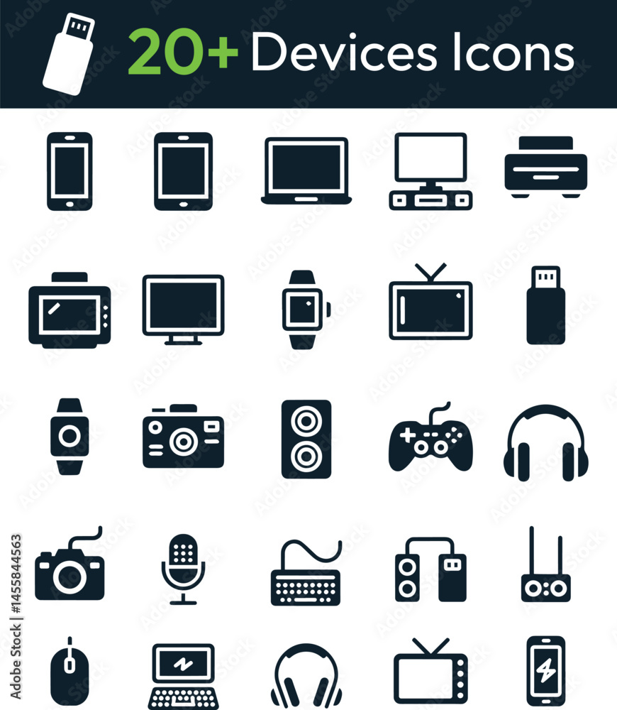 Monochrome Technology Icons – Minimalist Vector Gadgets and Electronic Device Silhouettes Monochrome Technology Icons – Minimalist Vector Gadgets and Electronic Device Silhouettes