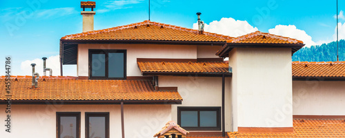 Obraz na płótnie Closeup house exterior panoramic architecture background w salonie