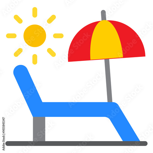 Sun Bed Vector Design Icon Style