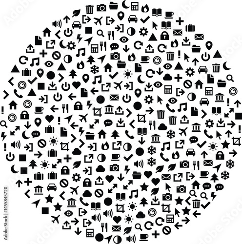  A Multitude of Minimalist Icons in Circular Arrangement