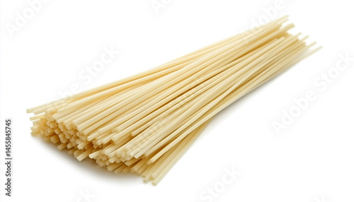 Tasty raw egg noodles isolated on white background