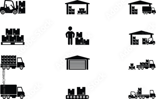 Warehouse and Delivery Icons: A Set of Logistics Symbols