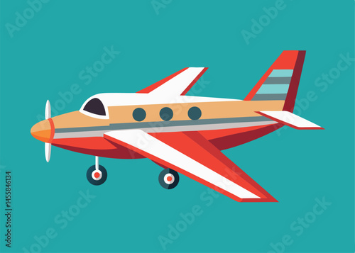 Retro Red and White Propeller Airplane Illustration