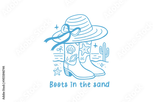 Boots in the Sand - Coastal Cowgirl Beach Scene"
Summer Cowgirl SVG T Shirt Design