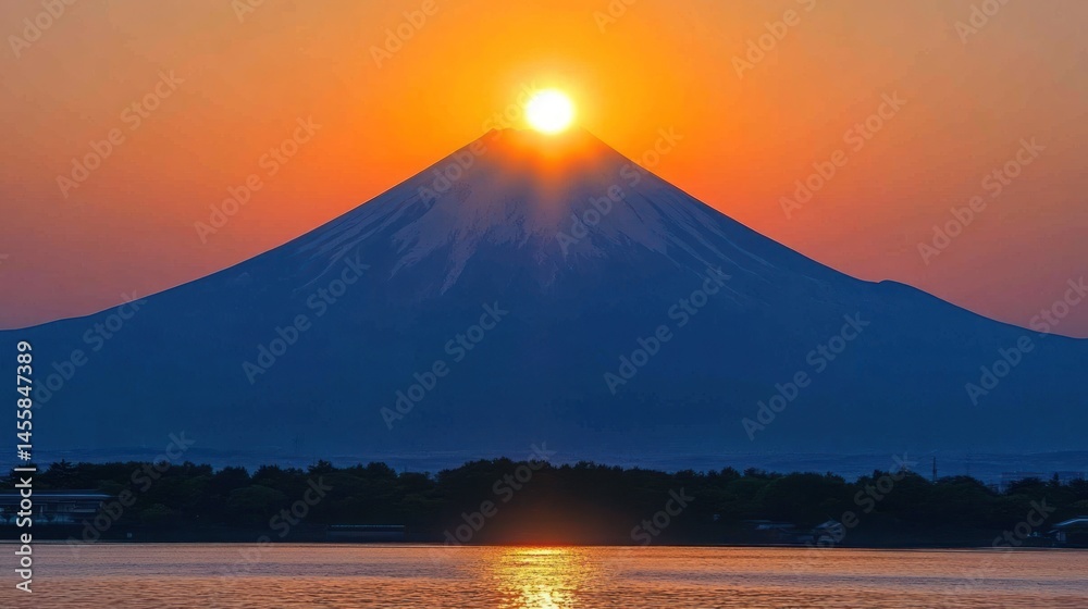 Fototapeta premium Sunrise over snow capped mountain peak