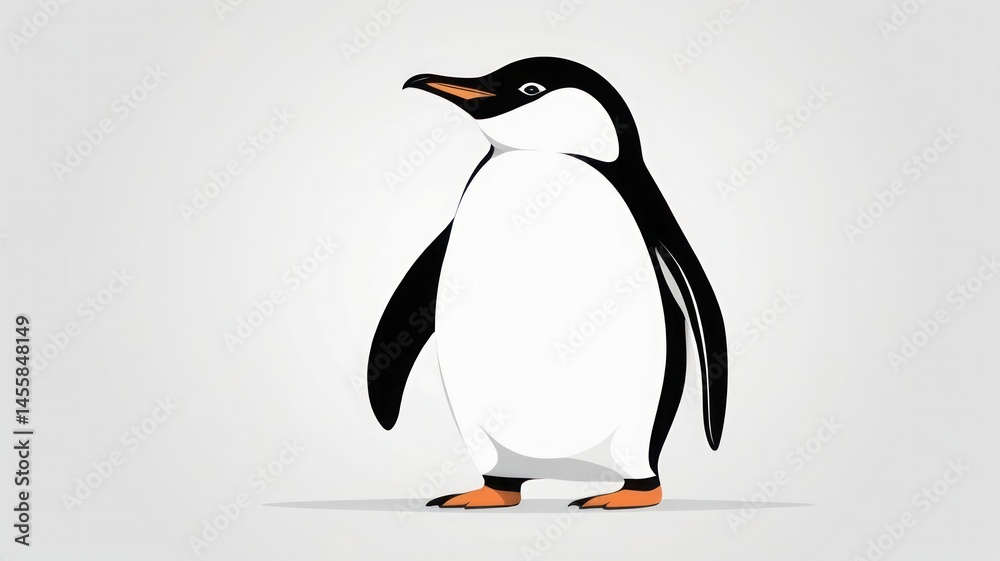 Fototapeta premium Cute Penguin Animated Icon in Minimalist Flat Vector Style for UI Elements