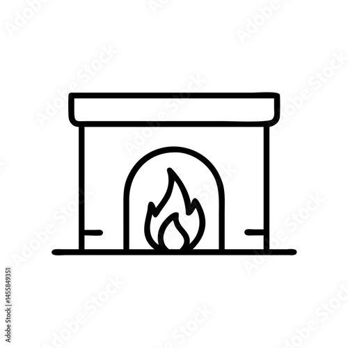 Fireplace icon with flame design for Christmas celebration  