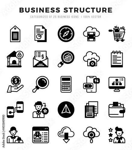 Business Structure Icons bundle. Lineal Filled style Icons. Vector illustration.