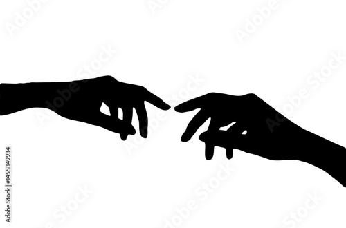 Silhouette of Two Hands Reaching Toward Each Other