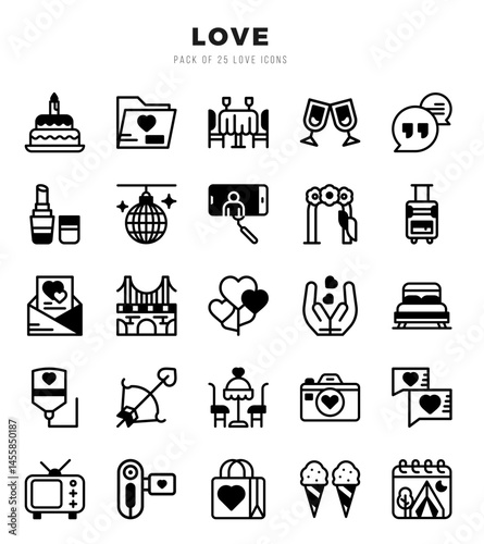 Love Icons Pack Lineal Filled Style. Vector illustration.
