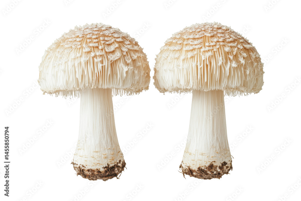 Lions mane mushrooms image showcases natural texture and health benefits in a clean isolated format Lions mane mushrooms image showcases natural texture and health benefits in a clean isolated format